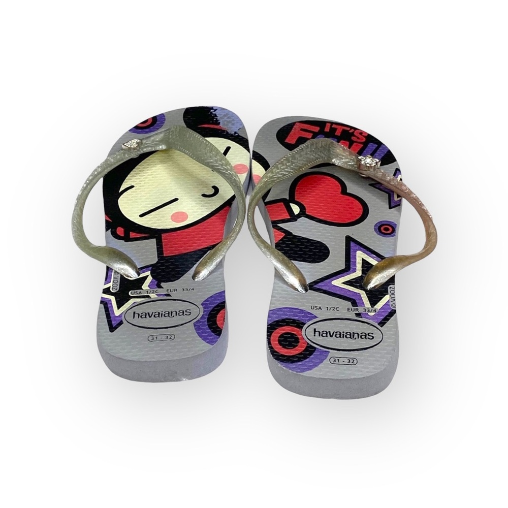 Havaianas x VOOZ ☼ Thong Flip Flop Sandals ☼ Decorative Crystalized Studs ☼ Grey - Picture 10 of 16